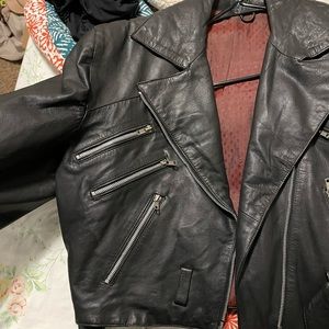 Thrifted Vintage black leather jacket